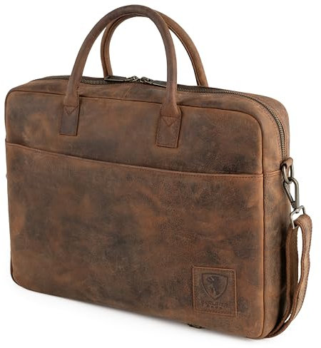 Berliner Bags Vintage 15 Zoll Laptoptasche Madrid, Umhängetasche aus Leder, Aktentasche, Schultertasche für Herren - Braun