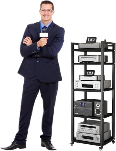 Audio rack hifi regal Startseite AV-Medienständer/ Eckregal/ Stereokabinett/ Audio-Rack-Turm, Multifunktional Audio/Video Komponenten Rack, Modern AV-Schrank Mit R(Size:5 TIER- 60CM WIDE,Color:Black3)