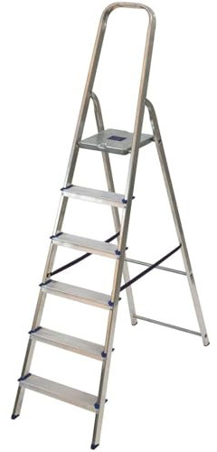 3, 4, 5, 6 Step Heavy Duty Portable Folding Anti Slip Step Ladders For DIY Strong Sturdy Aluminum Safety Household Stepladders for Home Kitchen Garage Gardening Industrial Use (Silver, 6 Step)