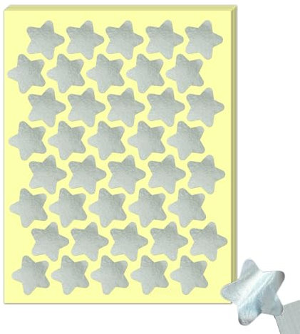 1000 Stück, 25mm - Aufkleber Sterne Silber, Stern Sticker Klebesterne