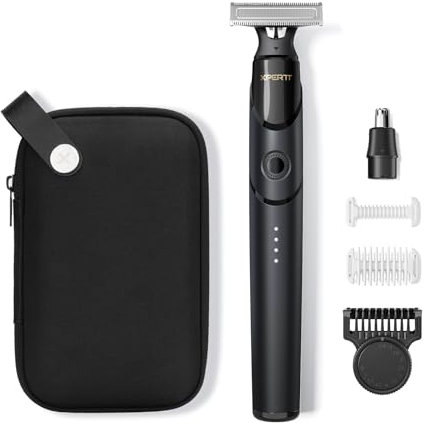 Xpert T Magnetisch Rasierer Herren Elektrisch mit Etui, Unisex Barttrimmer mit Nasenhaartrimmer, Verstellbarer Trimmaufsatz und 2 Körperaufsätzen, Körperhaartrimmer Intimrasierer Tasche Pack