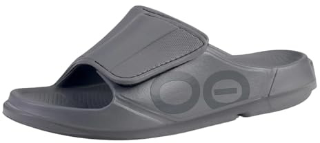 OOFOS OOahh Recovery Slide - Women’s and Men’s, Slate Grey, 13 Women/11 Men