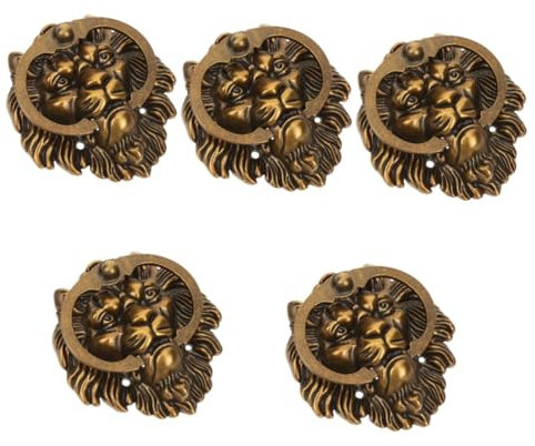 Housoutil 5St Türgriff aus Holz Griffe für Türbeschläge Noppen Löwenkopfknöpfe Schrank zieht ersatzteile für gartenmöbel cabinet knobs Kleiderschrankgriff Türöffner Zinklegierung Light Brown