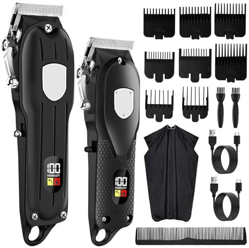 Haarschneidemaschine und Haartrimmer Herren Set, Professionelles Haarschneider Herren Wiederaufladbar, Multifunktionaler Trimmer für Haar Bart Barber Familie, Geschenke für Männer