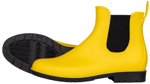 PFIFF Stivali di gomma da donna, impermeabili, antivento, Chelsea Jodhpur, giallo., 42 EU