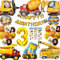 Funnity Bagger Geburtstag Deko 3 jahre, Bagger Kindergeburtstag Deko, Baustelle Geburtstag Deko, Junge Bagger Geburtstags party Dekoration, Bagger Ballon Folienballon
