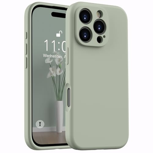 Kukiwhy Coque de Protection Mate pour iPhone 16 Pro, Ultra Fine, en Microfibre de Silicone Liquide, Gel de Silicone Liquide, Anti-Rayures, Protection complète, pour iPhone 16 Pro 6,3 Cuivre Vert