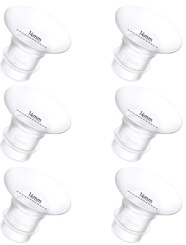 6Pcs Breast Pump Flange Insert 14mm Compatible with Momcozy/Spectra/Medela/eufy/Elvie/Lansinoh/Paruu P10 Breast Pump, Fit for Momcozy M5/M9/M6/V2 Pro/V2 pro/S12 Pro/eufy E10 S1 S1 Pro, 24mm Flange