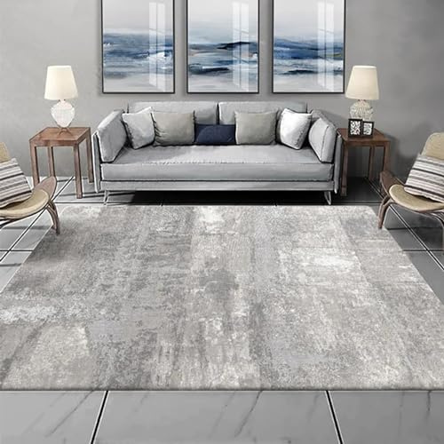 Grauer quadratischer Teppich, 180 x 180 cm, modernes abstraktes Muster, waschbar, rutschfest, stilvolle Heimdekoration, vielseitig, neutrale Farben.