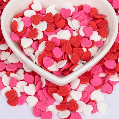 Twisweet Herzstreusel 130g, Essbare Zuckerherzen zur Tortendekoration | Rote, rosa und weiße Herzstreusel für Torten, Cupcakes, Kekse und Eis; ideal für Valentinstag, Hochzeiten und Geburtstage