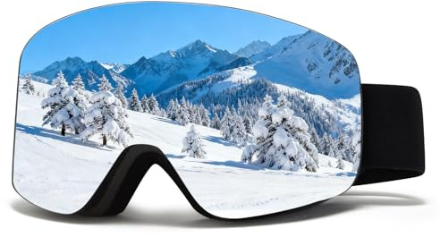 MXJ Gear Skibrille für Erwachsene Herren Damen,YH227 Snowboardbrille für Brillenträger, Anti Fog OTG UV-Schutz Anti-Rutsch-Kopfband Vollständiges REVO-Design