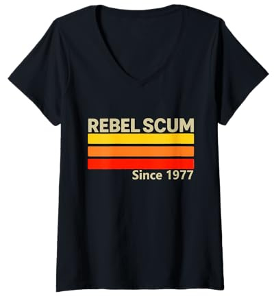 Damen Rebel Scum Since 1977 Classic Retro Iconic Vintage Spruch T-Shirt mit V-Ausschnitt
