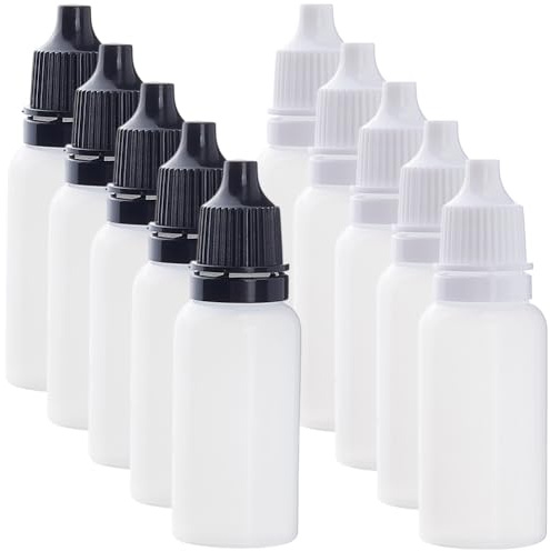 GORGECRAFT 10 Petit Flacon Compte Gouttes en Plastique de 15 ML Vide Rechargeable Souple Muni d'un Bouchon Idéal pour Voyages Échantillons de Produits Cosmétiques Huiles Sérums Peintures Yeux