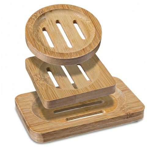 2Pcs Wooden Soap Holder, Bathroom Soap Dish Wooden, Bamboo Soaps Dish for Bathroom, Bathtub, Kitchen Sink
