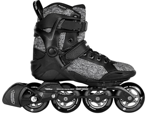 Powerslide Inline Skates Phuzion Radon Black White 80, Unisex für Herren und Damen in Schwarz/Grau, 80mm/85A Rollen, ABEC 5 Pro Kugellager, Art. nr.: 901975
