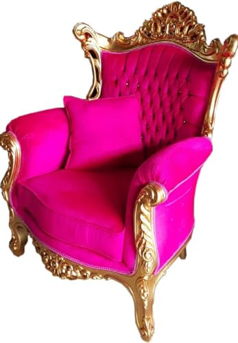 Casa Padrino Barock Sessel Al Capone Pink/Gold mit Bling Bling Glitzersteinen - Limited Edition
