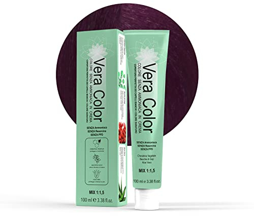 Vera Color, Coloration sans Ammoniaque, Coloration Professionnelle de Longue Durée avec Kératine Végétale, Aloe Vera et Goji Berry, Blond Foncé Intense 6, 100 ml