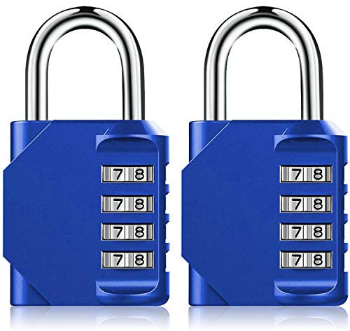 BeskooHome Zahlenschloss mit Zahlenschloss, strapazierfähig, wasserdicht, 4-stelliges Zahlenschloss für Schule, Fitnessstudio, Schuppen, Schließfach im Freien, Blau, 2 Stück
