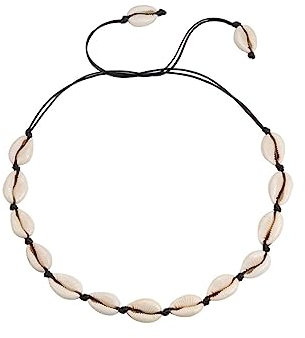 Natural Shell Necklace Choker Bead Pearl Handmade Hawaii Beach Rope Jewelry (Black Weaving Necklace) for Women Girl