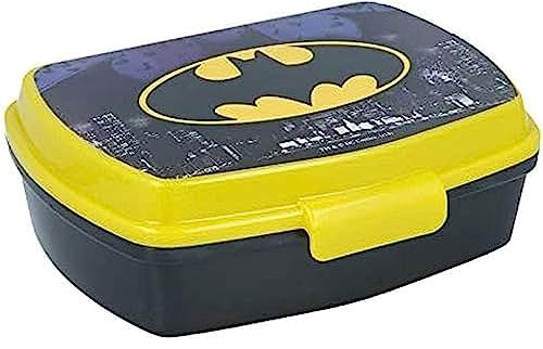 ALMACENESADAN 2041; Sandwichera Rectangular Multicolor Batman Symbol; Producto de plástico, Libre BPA; Dimensiones Interiores 16,5x11,5x5,5 cm