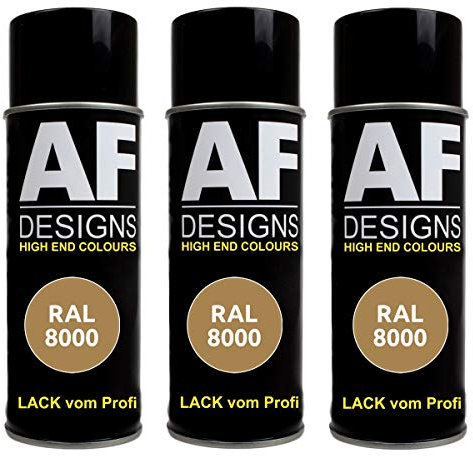 Alex Flittner Designs 3x RAL Lackspray Autolack Buntlack Spraydose RAL8000 GRUENBRAUN matt