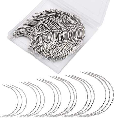 120 PCS Curved Sewing Needles 2.5 to 6 Curved Upholstery Needle | Curved Needles for Hand Sewing Curved Sewing Needles for Hand Sewing Leather Needles Hand Sewing Wig Making Canvas Repair