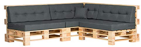 chilly pilley Palettenkissen Palettenauflage Schräg Geschnitten Gesteppt Palettenpolster Gartenkissen Garten Kissen Indoor Outdoorkissen Farben und Größen (8er Set, Grau)