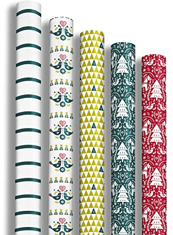 Clairefontaine 201936AMZC - Karton mit 12 Rollen Geschenkpapier Excellia 2mx0m70 80g, sortierte Motiven Flora