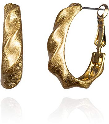 Namana Vergoldete Dicke Creolen für Frauen - Twisted Gold Reifen-Ohrringe, Große Hoops für Teenager, Mädchen - Elegantes Gebürstetes Finish, Schmuck-Geschenke