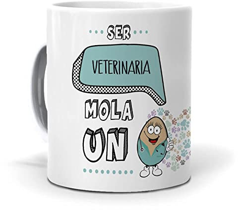 mundohuevo Taza Regalo Personalizado y Divertido Veterinaria. Ser Veterinaria Mola un Huevo. Cerámica AAA - 350 ml.
