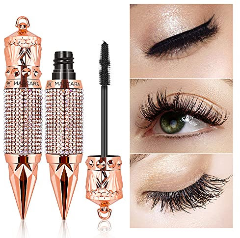 4D Silk Fiber Wimperntusche, Wasserfeste Wimperntusche,Extra Lange Wimpern-Wimperntusche und Dick, Langlebig, Klumpenfrei, Natürlich Wischfest, Dicker und Länger(Königin)