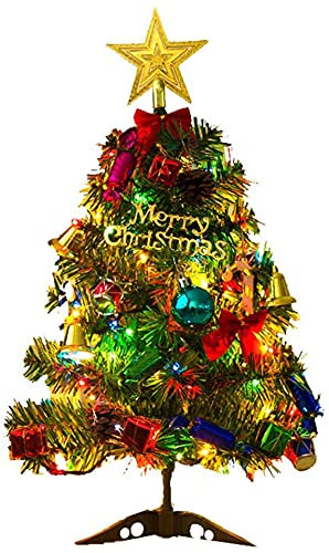 Mini Weihnachtsbaum, 20Inch/50cm Tisch-Weihnachtsbaum mit LED Lichterketten & Hängenden Ornamenten, Mini Künstlicher Weihnachtsbaum für Weihnachtsdekoration Zuhause und im Büro