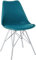 SAMPUR - Chaise Épura de Salle à Manger | Chaise de Bureau et de Salon Design Rétro Scandinave avec Coussin Intégré | Chaise de Salle d'Attente Rembourrée avec Pieds en Acier - Bleu Canard
