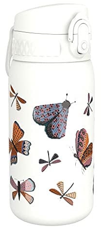 Ion8 Auslaufsichere Kinder Trinkflasche, Vakuumisolierter Edelstahl, Schmetterlinge, 320ml (11oz)