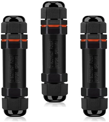 HOMMAND Waterproof Junction Box Outdoor Cable Connector, IP68 Cable Connector Outdoor Cable Coupler 3 Pole, Waterproof Cable Connector for ø 2-13mm Cable Diameter, for Home, Garden (3 Pack)