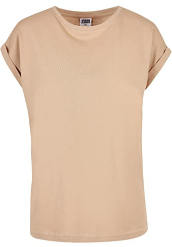 Urban Classics Damen T-Shirt Ladies Extended Shoulder Tee, T-Shirt mit überschnittenen Schultern, aus Baumwolle, erhältlich in vielen Farben, Unionbeige, L