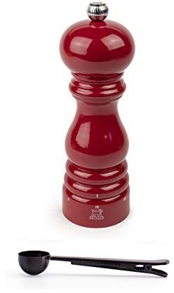 Peugeot Paris u'Select Pfeffermühle, Geschenkset, 17,8 cm, Passion Red – mit Gewürzschaufel/Beutelclip aus Edelstahl