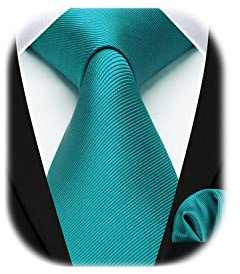 Enlision Krawatte Blaugrüne Herren Hochzeit Krawatten und Einstecktuch Set Elegant Einfarbig Seidenkrawatte mit Taschentuch Schlips Petrol Business Party