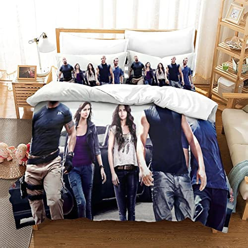 Fast and Furious Bettwäsche Bettbezug 135x200 cm Bettwäsche Set mit Reißverschluss und Kissenbezug Jugendliche Kinder Erwachsene Bettbezüge Bequem Hypoallergenic Mikrofaser