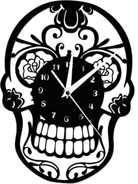 HOMSFOU Totenkopfuhr Totenkopf Uhr Wand Schwarz Schädel Nicht Uhr Tickt Schule Still Für Muster Batterie DIY Mode Stumm Hause Nicht Zum Aufhängen Wand Selber Machen Wanduhren