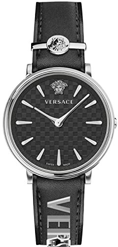 Versace Damen Analog Quarz Uhr mit Leder Armband VE81041 22
