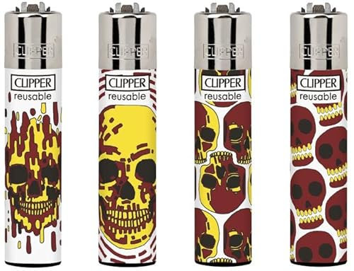 Clipper Feuerzeug 4er Set: (Skull FIre)