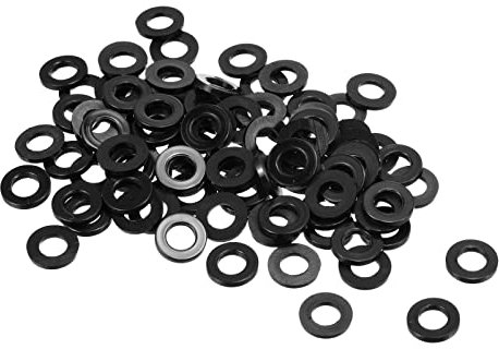 PATIKIL M6 Nylon Plat Rondelle, 100 Paquet 6mm ID 12mm OD Étanchéité Espaceur Joint Anneau pour Robinet Tuyau Eau Tuyau Fixation Boulon,Noir