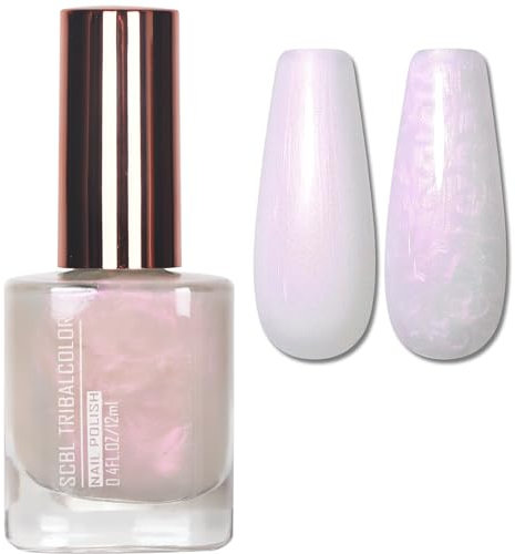 EONFAVE Pink Pearl Nail Polish - Shimmer Mermaid Nail Polish - Pearlescent Shell Pearl Pink Nail Polish - Polarized Glitter Nail Polish Quick Dry Long-Lasting Breathable Nail Varnish - No UV Needed