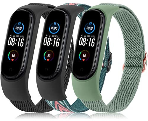 Oumida 3 Pièces Bracelet pour Xiaomi Mi Band 6/Mi Band 5/Mi Band 4/Mi Band 3, Bracelet Élastique Réglable pour Amazfit Band 5/Xiaomi Mi Band 6/Mi Band 5/Mi Band 4/Mi Band 3 (PackC)
