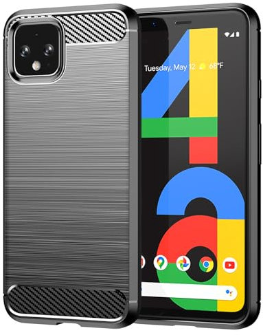EUAGVQY Schutzhülle für Pixel 4A, Google 4A, Karbonfaser, weiches TPU, rutschfest, langlebig, leicht, Schutzhülle für Google Pixel 4A (schwarz)
