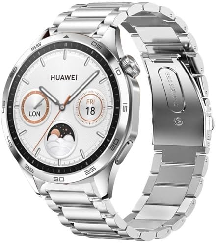 Compatible for HUAWEI WATCH GT4 46mm Band, Bleushaweu Quick Release Stainless Steel Metal Replacement Straps Compatible with HUAWEI WATCH GT 4 46mm Smartwatch (Silver)