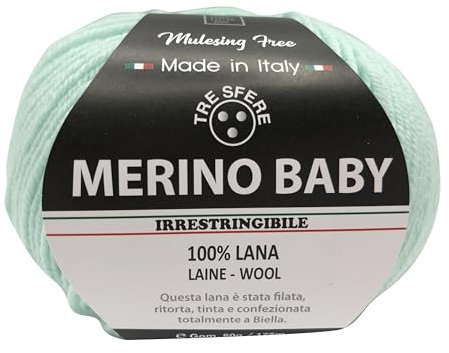 lana Merino Baby 100% merinos da 50g - 175 metri per uncinetto 3 per copertine da nenonato e capi di abbigliamento di qualita superiore - made in italy (verde acqua - 021, BABY)