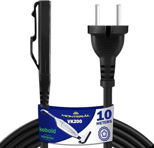 Stromkabel 10m für Vorwerk Kobold VK200 - Staubsauger Kabel - Garantie 10 Jahre - MONTERAL