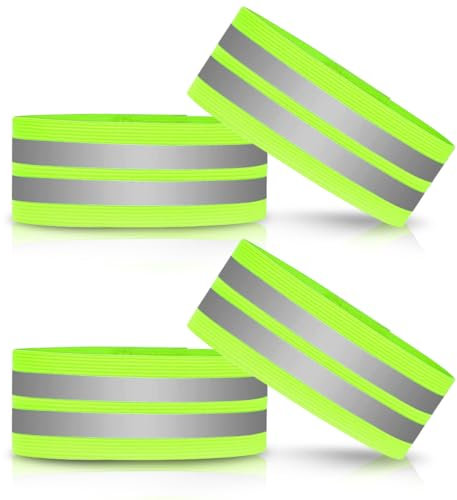 O-Kinee Reflektierende Bänder 4 Stück Grau Grün,Reflektorband selbstklebend,Reflektorband,Reflektorband Sicherheitsband für Jogger und Radfahrer